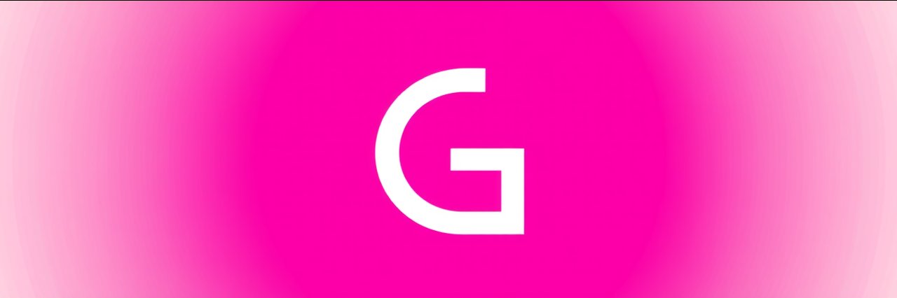 Minimalist pink square logo with bold white G for small business branding