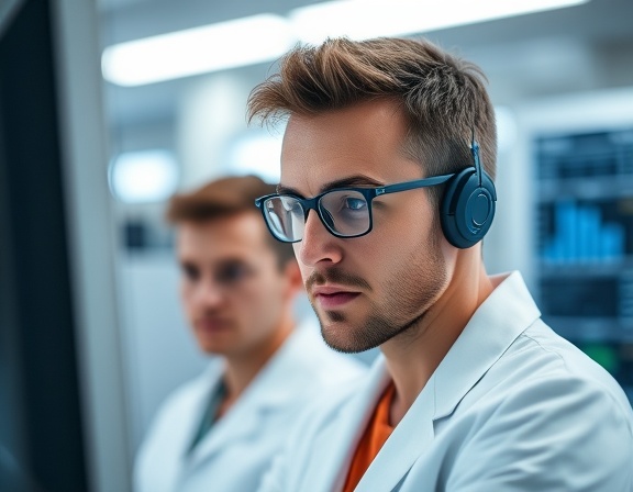 minimalist seo analytics, focused expressions, adjusting metrics, photorealistic, bright tech lab environment, highly detailed, animated data points, ultra HD, white and blue color scheme, natural lighting, shot with a 50mm lens