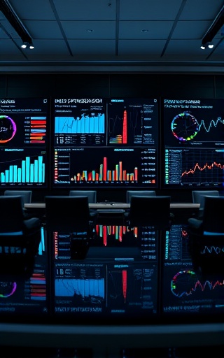 sophisticated kpi dashboard, intense, tracking key performance indicators, photorealistic, high-tech boardroom with digital whiteboards, highly detailed, constantly changing numbers and graphs, 8K resolution, sleek black and silver, bright conference lighting, shot with a 28mm lens
