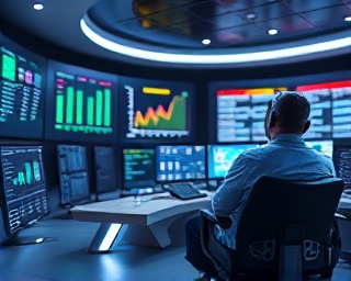 automated ranking analysis tools, intelligent suggestions, integrating inputs, photorealistic, advanced command center, highly detailed, AI-driven animations, supreme clarity, metallic and neon aesthetics, low-key lighting, shot with a 24mm lens.